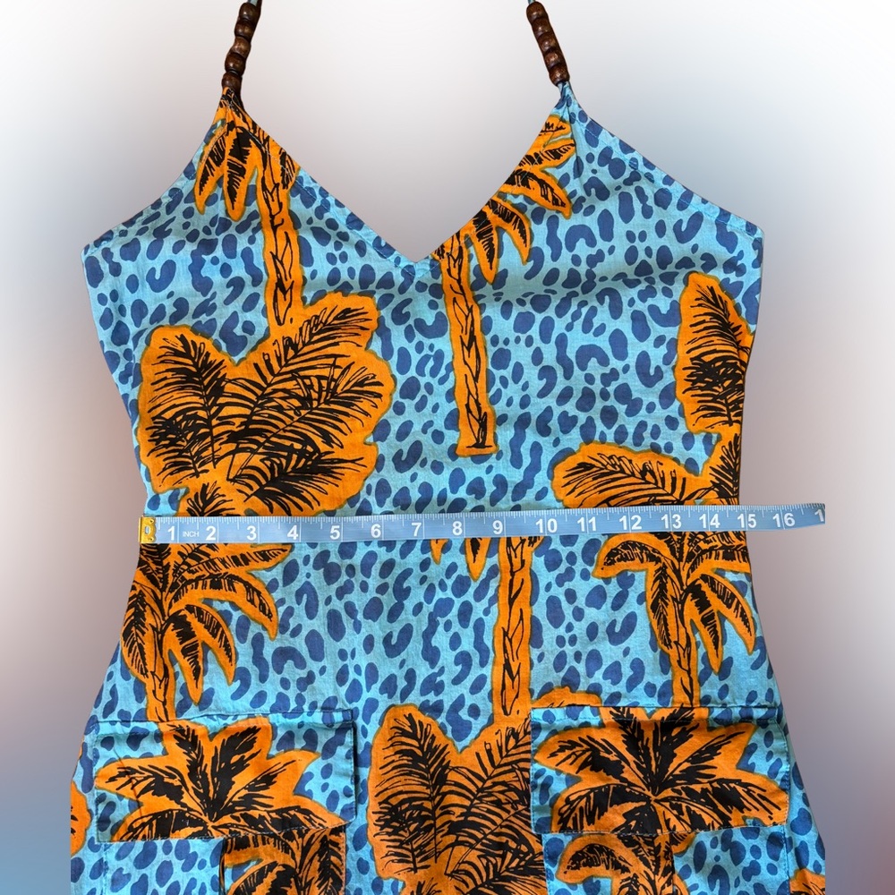 True Destinations Halter Maxi Dress Medium Resort Tropical Cotton Vacation Beads - Picture 12 of 15